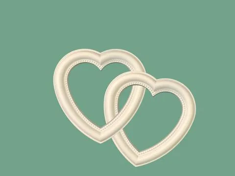 Two hearts are interconnected, on an isolated background. White hearts togeth Foto stock