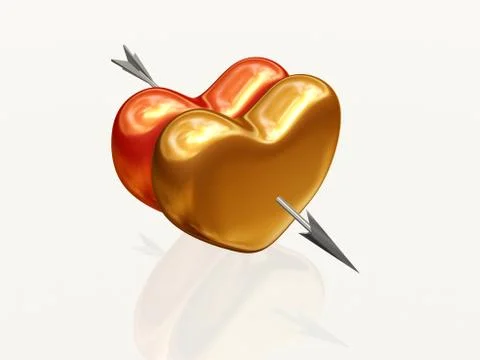 Two hearts with arrow Stock Illustration