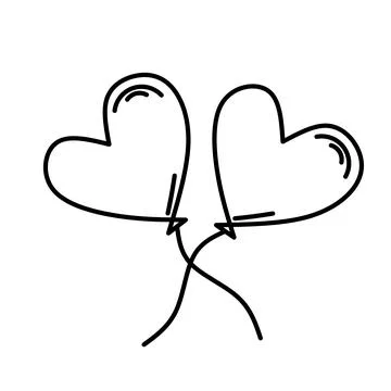 Two hearts balloon icon Stock Illustration