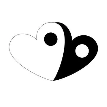 Two hearts. Black and white Stock Illustration