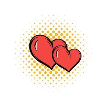 Two hearts comics icon Stock Illustration