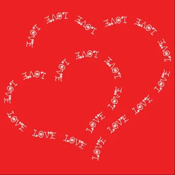 Two hearts composed of text. Vector illustration Stock Illustration