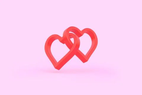 Two hearts connected to each other on a pink background Stock Illustration