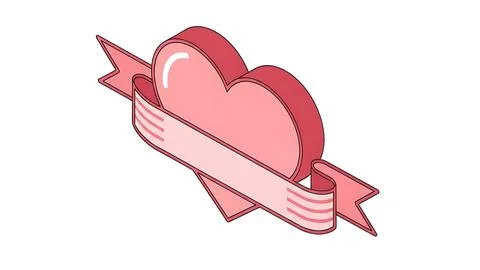 Two hearts connected by a ribbon Stock Illustration