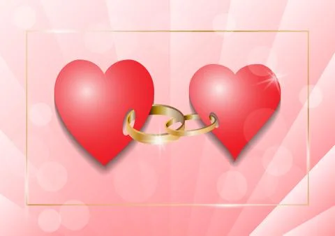 Two hearts connected by rings Stock Illustration