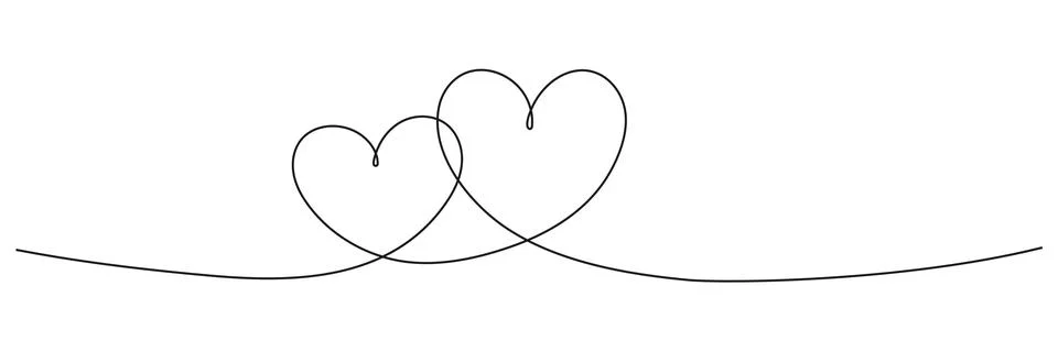 Two hearts continuous line art drawing. Stock Illustration