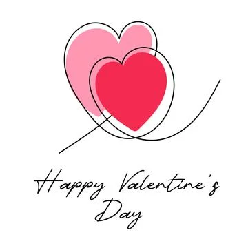 Two Hearts Continuous One Line Drawing. Valentines day concept. Hearts Couple Stock Illustration