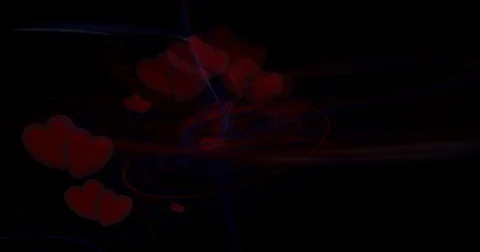 Two hearts discharged from abstract graphics background.Symbol of love in a spir Stock Footage 72313552