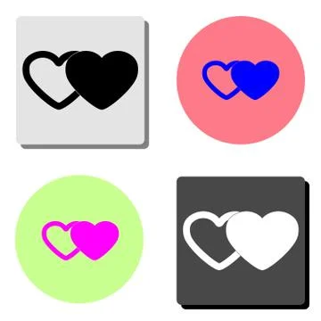Two hearts. flat vector icon Stock Illustration