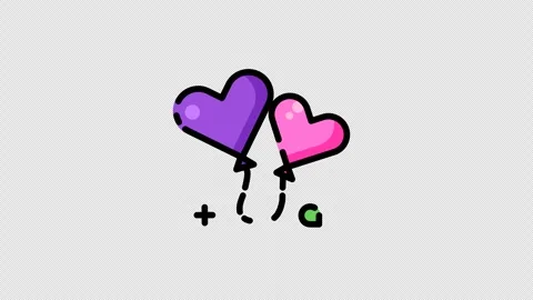 Two hearts float upward with joyful motion Video stock 342379785