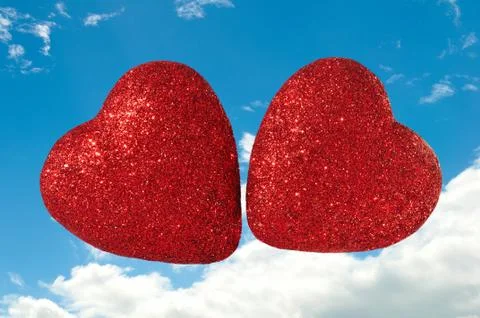 Two hearts floating Stockfoto's