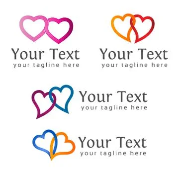 Two hearts icon vector Stock Illustration