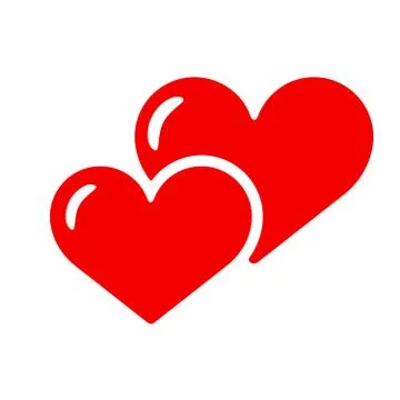Two hearts icon, vector isolated. love red smbol. Stock Illustration