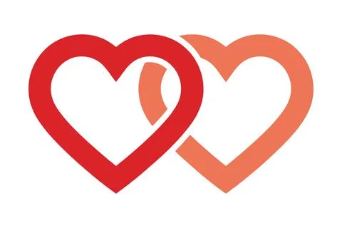 Two hearts interlocking to symbolize love for romantic design Stock Illustration