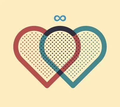 Two hearts joined together, vector illustration Stock Illustration