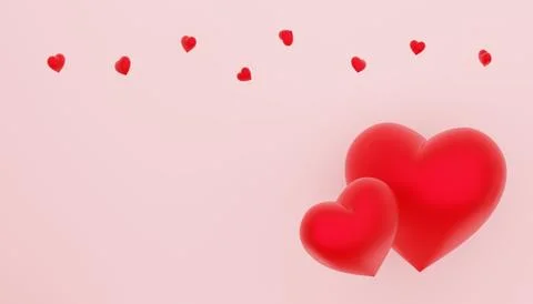 Two hearts on light pink background, couple together, valentine's day Stock Illustration