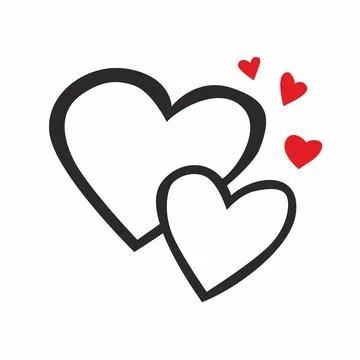 Two hearts line icon Stock Illustration