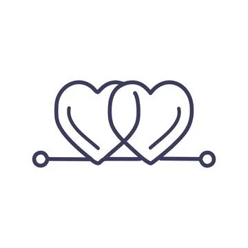 Two hearts linked. Two hearts connected by a line, symbolizing love, unity,.. Stock Illustration