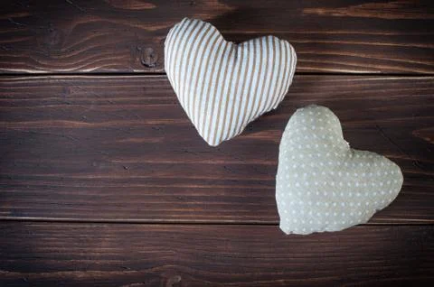 Two hearts made of cloth Stock Photos