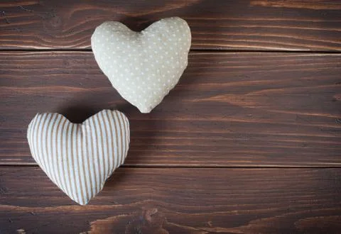 Two hearts made of cloth Stock Photos