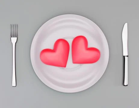 Two hearts on plate Stock Illustration