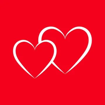 Two hearts on a red background. Vector illustration. Stock Illustration