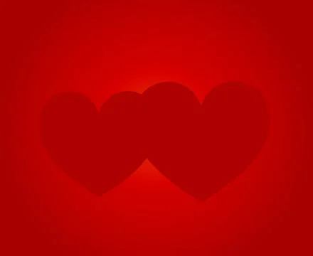 Two hearts on red background. Vector illustration. Stock Illustration