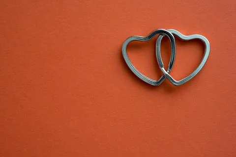 Two hearts on red Stock Photos