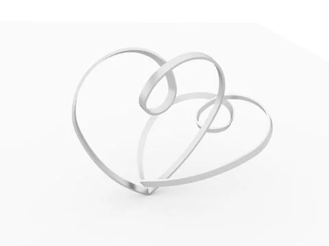 Two hearts rendered isolated on white background Stock Illustration