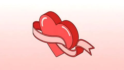 Two hearts with a ribbon Stock Illustration