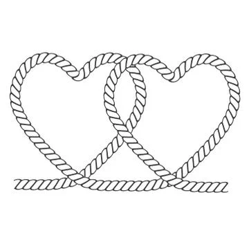 Two hearts rope border frame for love design Valentine's Day, stock vector il Stock Illustration