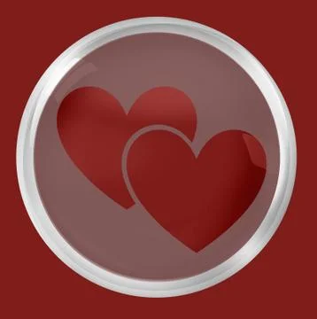 Two hearts round badge Stock Illustration