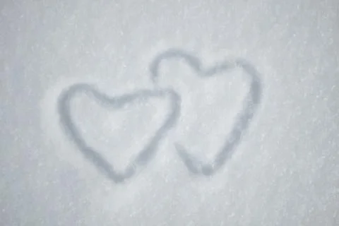 Two Hearts on the snow Foto stock