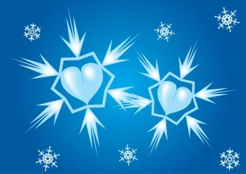 Two hearts - snowflakes. Stock Illustration