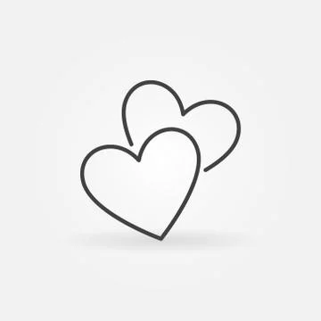 Two Hearts vector icon. Love concept sign in outline style Stock Illustration