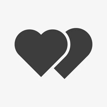 Two hearts vector icon on white background Illustrazione stock