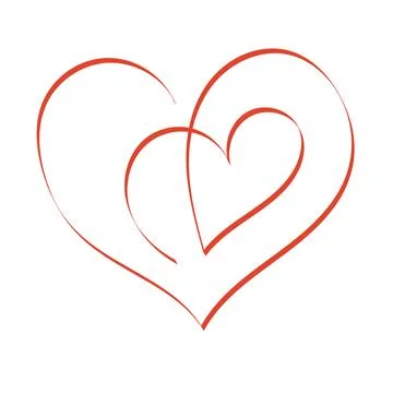 Two hearts vector.  Red logo. Valentine's day. Web icon, symbol, sign. Roma.. Stock Illustration