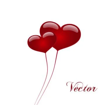 Two hearts on a white background. Concept for romantic relations. Vector Stock Illustration