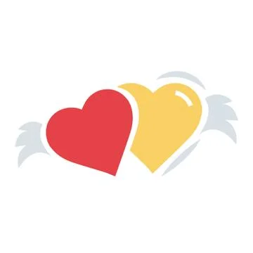 Two Hearts with wings flat icon Illustrazione stock