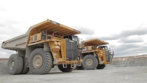 Two heavy dump trucks (open coal pit) Stock Footage 83388229