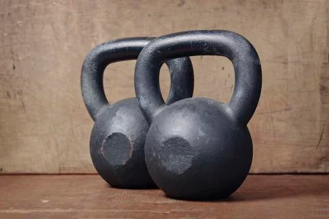 Two heavy kettlebell black Foto stock