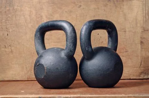 Two heavy kettlebell Stock Photos