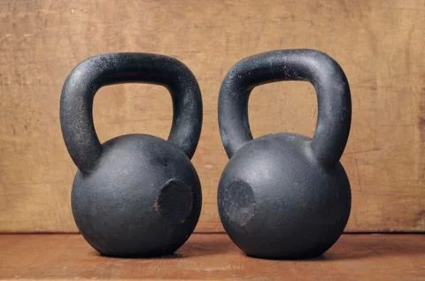 Two heavy kettlebell Stock Photos