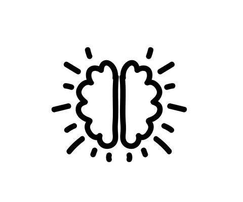 Two hemispheres of the brain on a white background. Symbol. Vector Stock Illustration