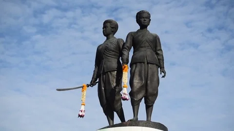 Two Heroines Monument Medium, Phuket Stock Footage 85413489