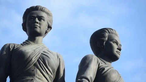 Two Heroines Monument Tight Zoom, Phuket Stock Footage 85413614
