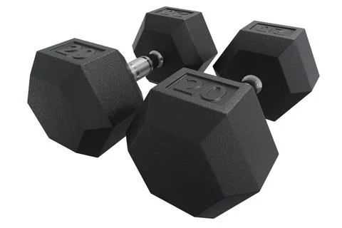 Two Hex Dumbbells with number 20, weightlifting gym equipment Stock Illustration