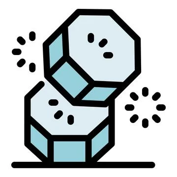 Two hexagonal ice cubes falling and rotating with motion lines Stockillustratie