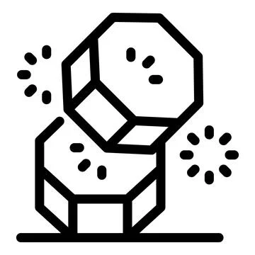 Two hexagonal molecules colliding releasing energy particles icon Stock Illustration