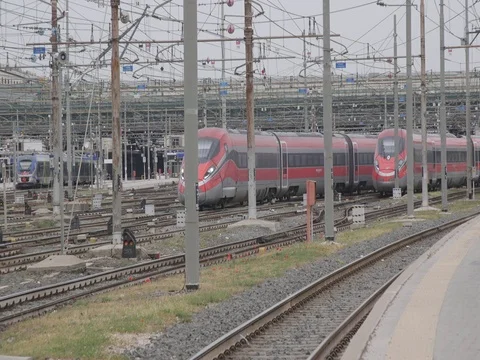 Two High Speed Trains Roma Termini 7 Stock Footage 112564347